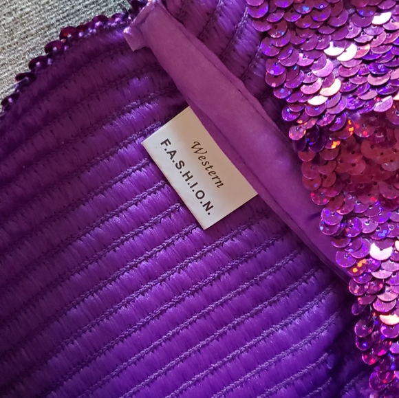 SOLD Purple Sequin Shorts - Picture 5 of 5